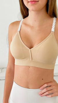 Strap Situation Bra - Nude W Pearl Lace Plunge-220 Intimates-Strap-its-Coastal Bloom Boutique, find the trendiest versions of the popular styles and looks Located in Indialantic, FL