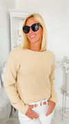 Sweater Lace Tie Back-140 Sweaters-MAZIK-Coastal Bloom Boutique, find the trendiest versions of the popular styles and looks Located in Indialantic, FL