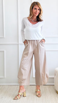 La Spezia Scuba Italian Pant - Taupe-pants-Italianissimo-Coastal Bloom Boutique, find the trendiest versions of the popular styles and looks Located in Indialantic, FL