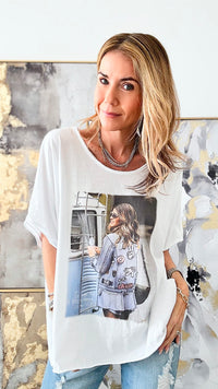 Rhinestone Embellished Italian Tee-110 Short Sleeve Tops-Italianissimo-Coastal Bloom Boutique, find the trendiest versions of the popular styles and looks Located in Indialantic, FL
