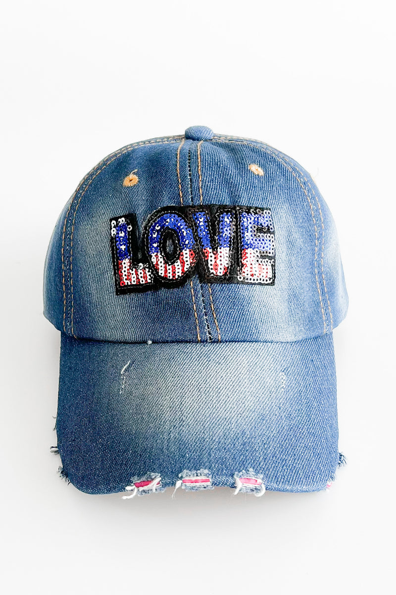 Love Denim Cap-260 Other Accessories-LA JEWELRY PLAZA-Coastal Bloom Boutique, find the trendiest versions of the popular styles and looks Located in Indialantic, FL