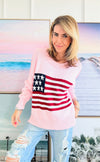 Flag Cable Knit Sweater Top - Blush-140 Sweaters-Miracle-Coastal Bloom Boutique, find the trendiest versions of the popular styles and looks Located in Indialantic, FL