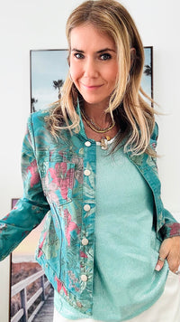 Flower Print Reversible Jacket-160 Jackets-Tempo-Coastal Bloom Boutique, find the trendiest versions of the popular styles and looks Located in Indialantic, FL