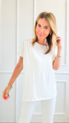 Easy Breezy Italian tee - Off White-110 Short Sleeve Tops-Italianissimo/ AZARA-Coastal Bloom Boutique, find the trendiest versions of the popular styles and looks Located in Indialantic, FL