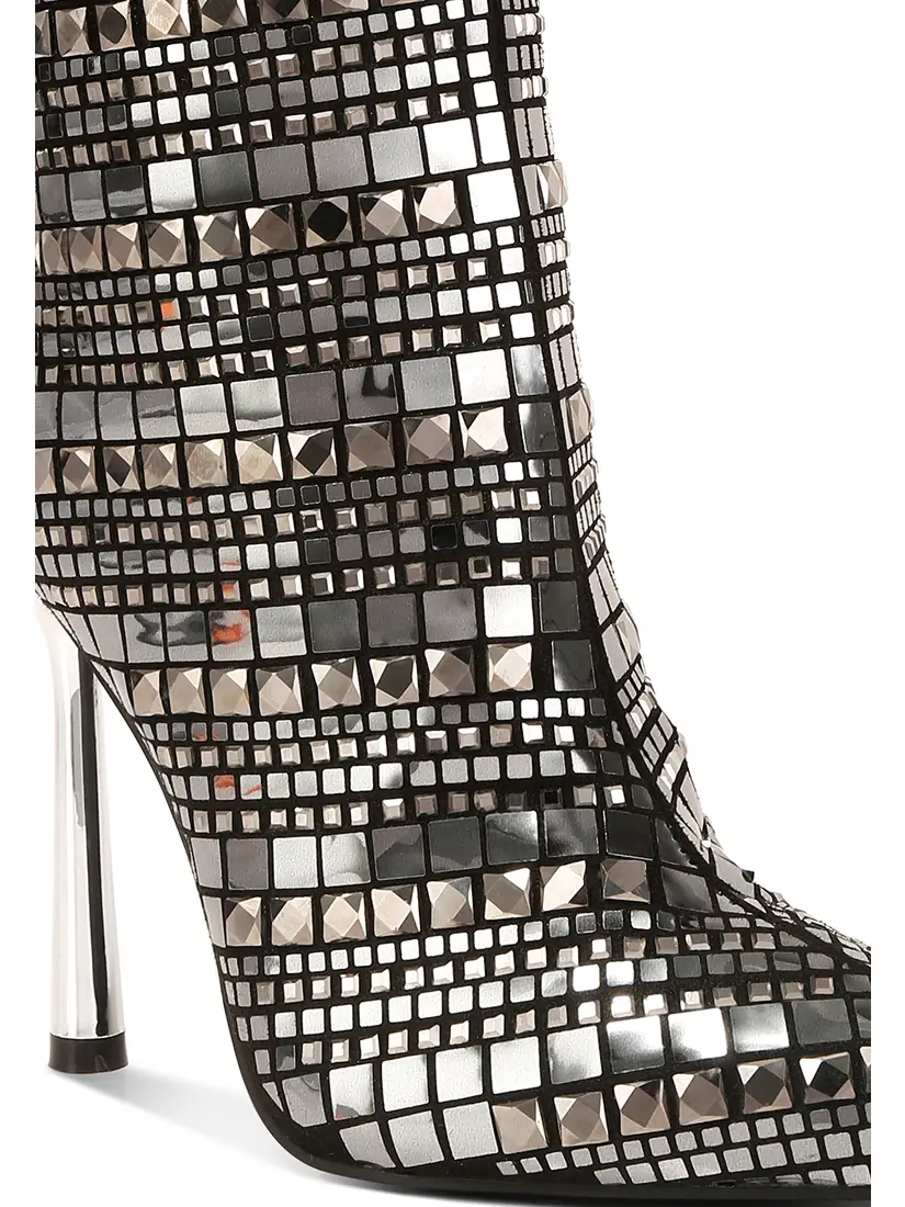 Mirrorball Embellished Stiletto Boots-250 Shoes-RagCompany-Coastal Bloom Boutique, find the trendiest versions of the popular styles and looks Located in Indialantic, FL