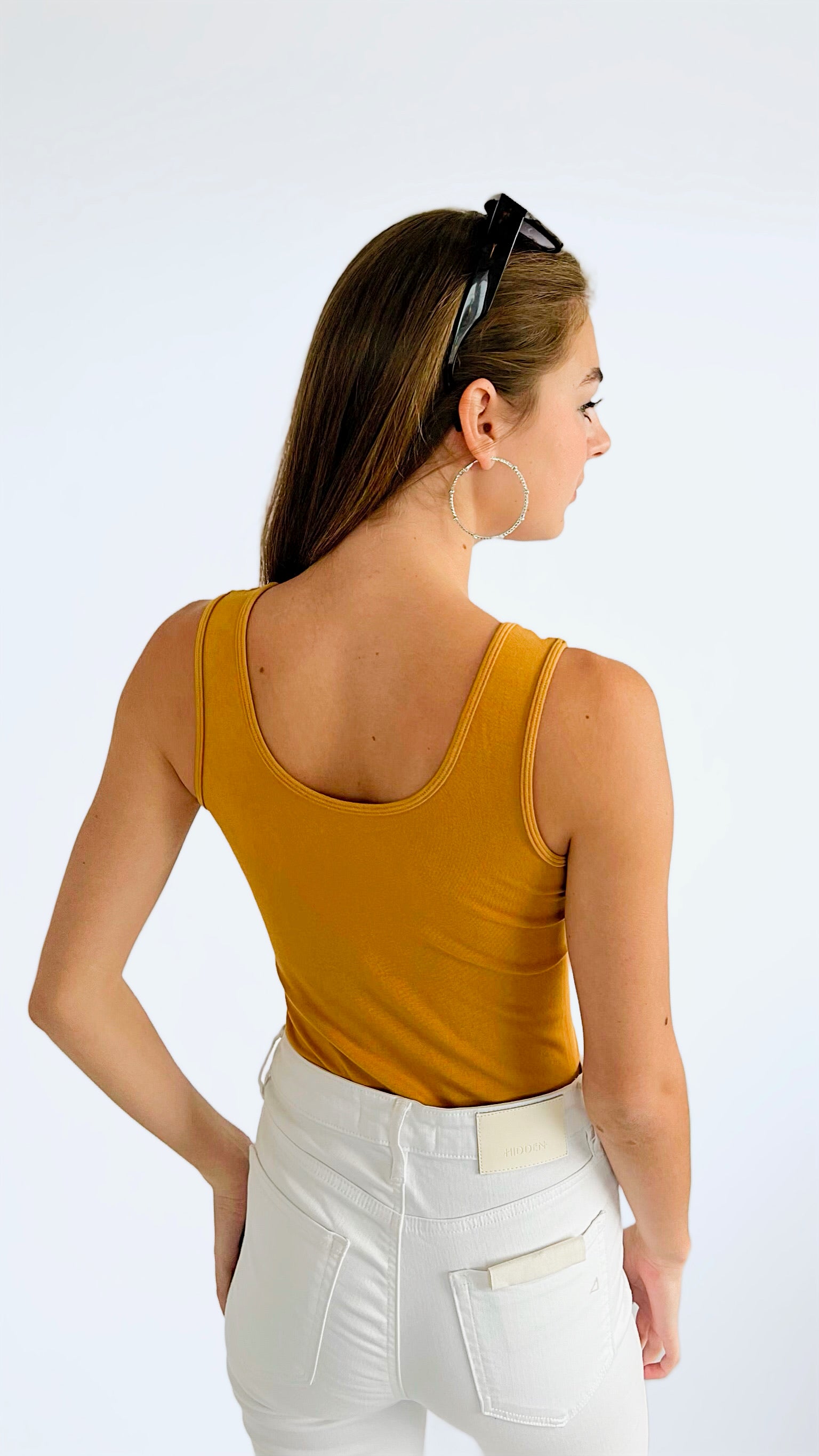 Crazy Beautiful V & Scoop Neck Braless Tank - Gold-220 Intimates-Elietian-Coastal Bloom Boutique, find the trendiest versions of the popular styles and looks Located in Indialantic, FL