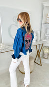 CB Exclusive Cropped Skull Denim Top-160 Jackets-Holly-Coastal Bloom Boutique, find the trendiest versions of the popular styles and looks Located in Indialantic, FL