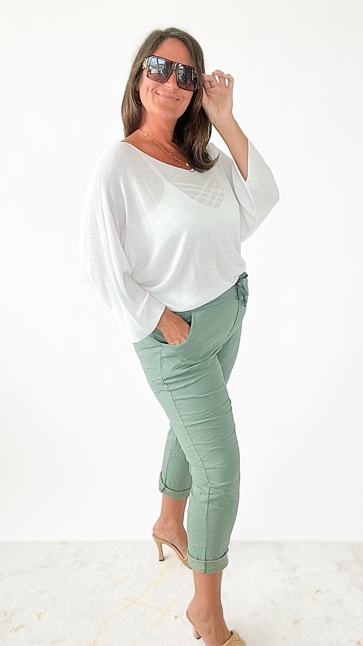 Curvy Love Endures Italian Jogger - Sage-180 Joggers-Yolly-Coastal Bloom Boutique, find the trendiest versions of the popular styles and looks Located in Indialantic, FL