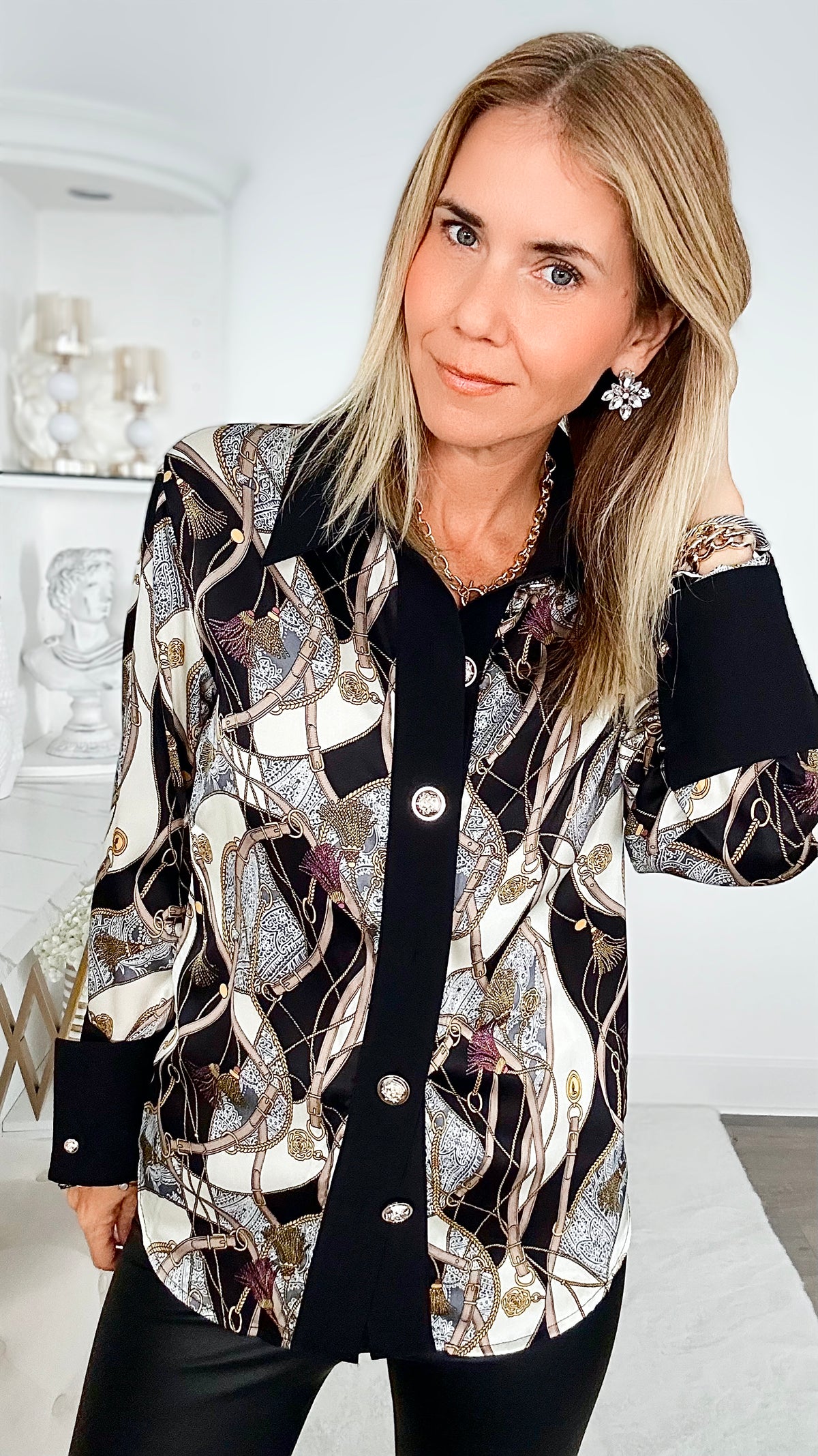 Tassel Time Shirt - Black-130 Long Sleeve Tops-pastel design-Coastal Bloom Boutique, find the trendiest versions of the popular styles and looks Located in Indialantic, FL