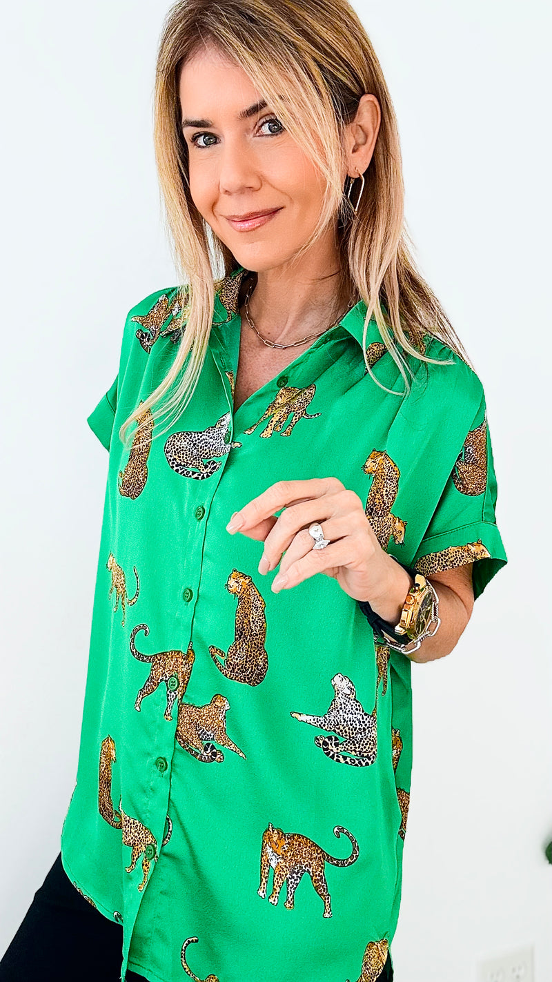 Wild Print Collared Button Up Top-100 Sleeveless Tops-Jodifl-Coastal Bloom Boutique, find the trendiest versions of the popular styles and looks Located in Indialantic, FL