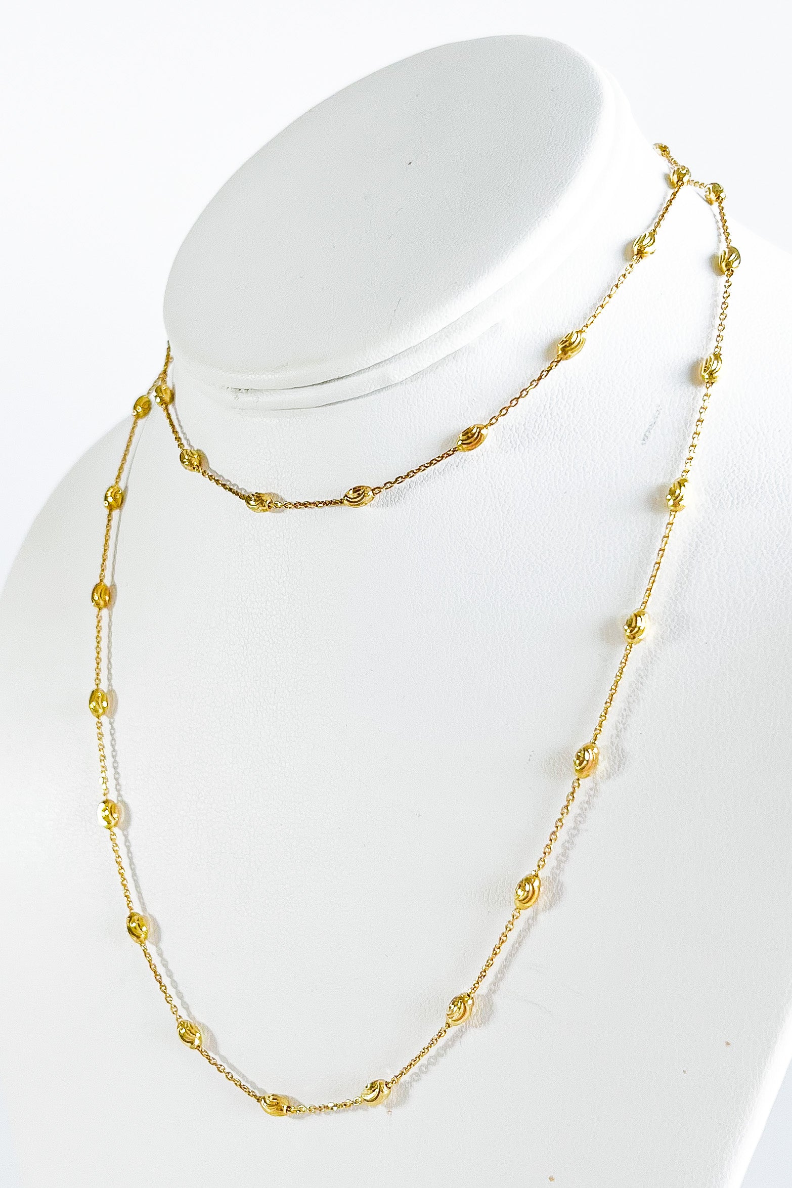 Sterling Silver Diamond Cut Station Bead Necklace-230 Jewelry-Radium-Coastal Bloom Boutique, find the trendiest versions of the popular styles and looks Located in Indialantic, FL