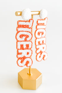 Tigers Bead Letter Dangle Earrings - White-230 Jewelry-Golden Stella-Coastal Bloom Boutique, find the trendiest versions of the popular styles and looks Located in Indialantic, FL