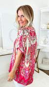 Italian Modern Boho Symmetrical Top - Fuchsia/Orange-Germany-Coastal Bloom Boutique, find the trendiest versions of the popular styles and looks Located in Indialantic, FL