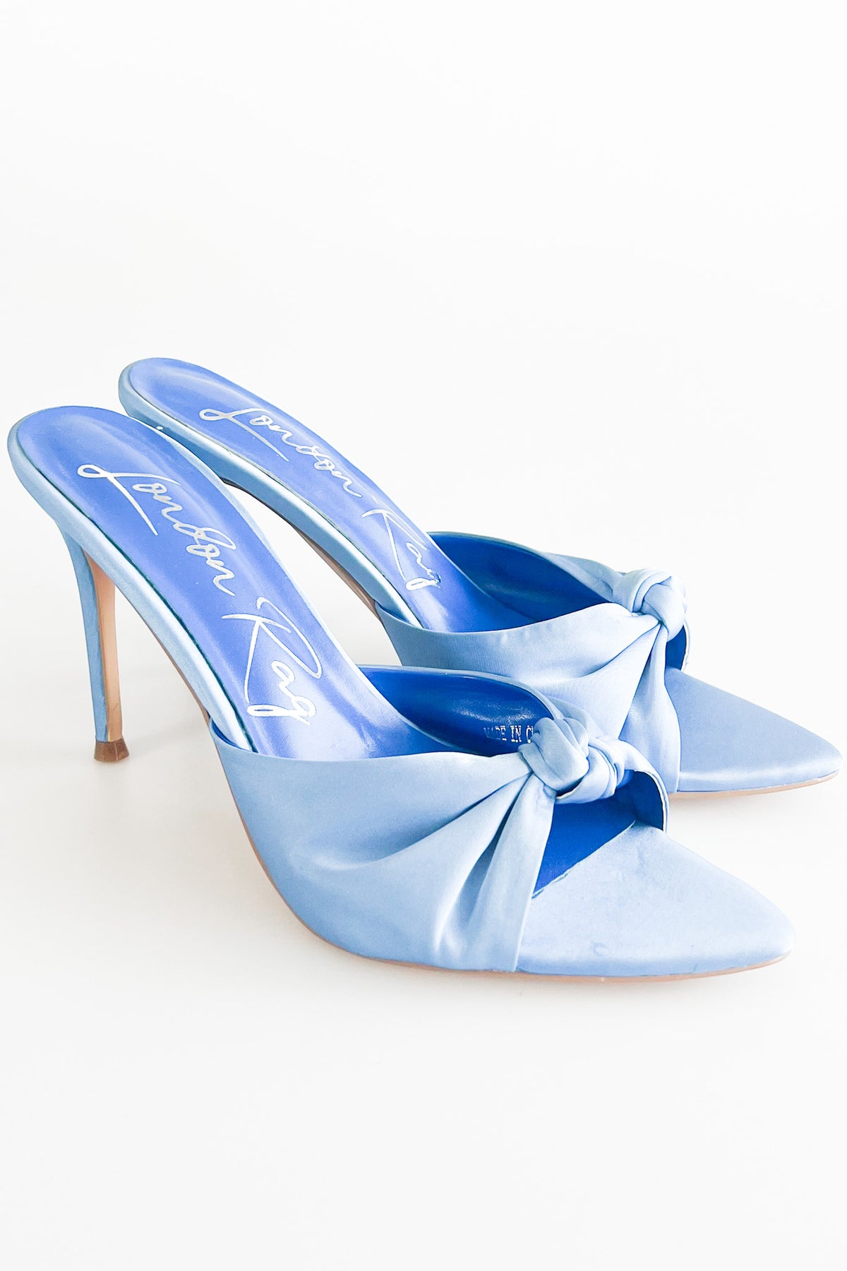 First Crush Satin Knot High Heeled Sandals - Blue-250 Shoes-RagCompany-Coastal Bloom Boutique, find the trendiest versions of the popular styles and looks Located in Indialantic, FL