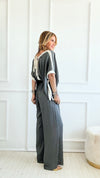 Silky Varsity Stripe Jumpsuit - Grey-200 Dresses/Jumpsuits/Rompers-TYCHE-Coastal Bloom Boutique, find the trendiest versions of the popular styles and looks Located in Indialantic, FL