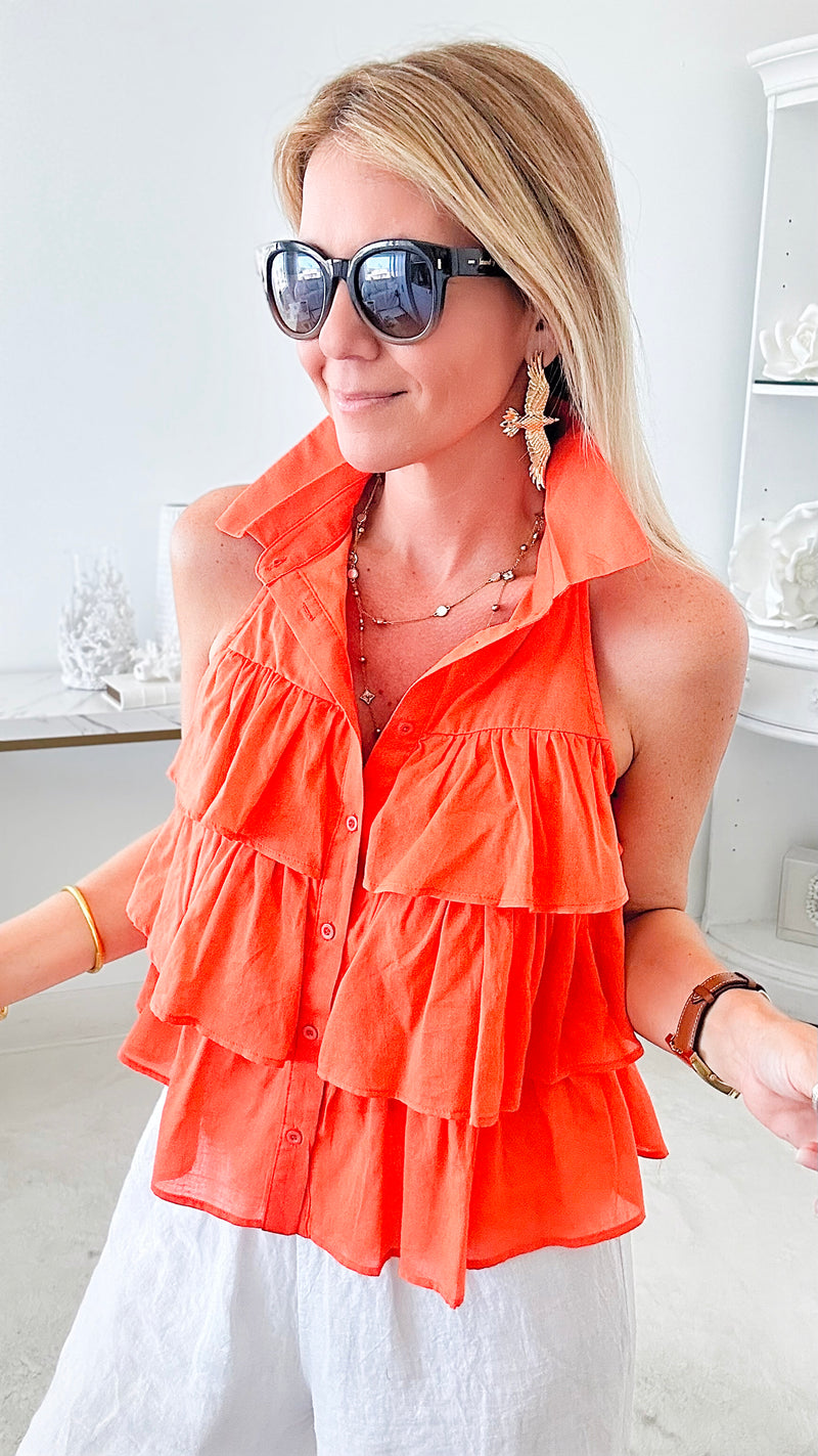 Summer Dreams Top - Orange-100 Sleeveless Tops-HYFVE-Coastal Bloom Boutique, find the trendiest versions of the popular styles and looks Located in Indialantic, FL