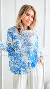 Adorable Toile Italian St Tropez Knit - French Blue-140 Sweaters-Italianissimo-Coastal Bloom Boutique, find the trendiest versions of the popular styles and looks Located in Indialantic, FL