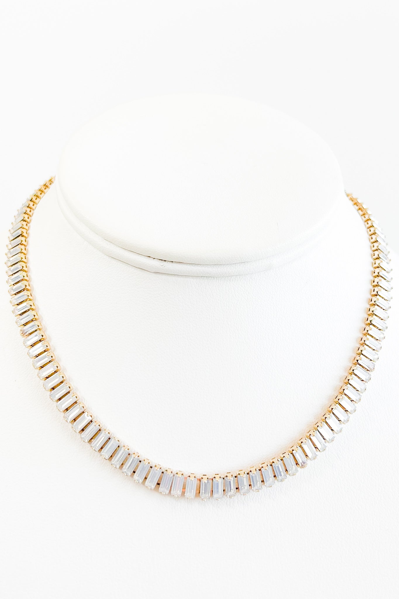 CZ Baguette Necklace - White Opal-230 Jewelry-Golden Stella-Coastal Bloom Boutique, find the trendiest versions of the popular styles and looks Located in Indialantic, FL