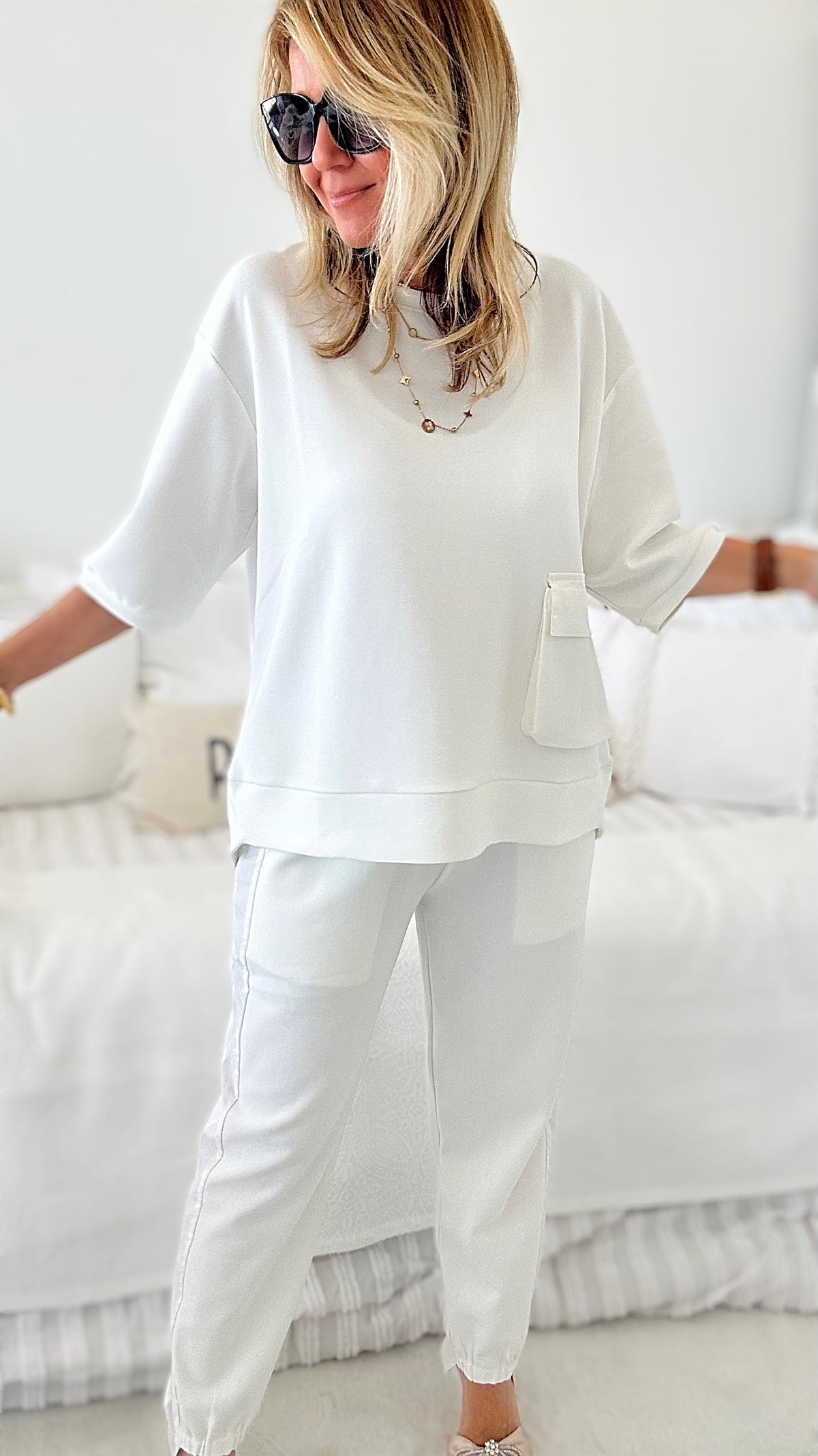 Santorini By Day High Low Top - White-130 Long Sleeve Tops-Joh Apparel-Coastal Bloom Boutique, find the trendiest versions of the popular styles and looks Located in Indialantic, FL
