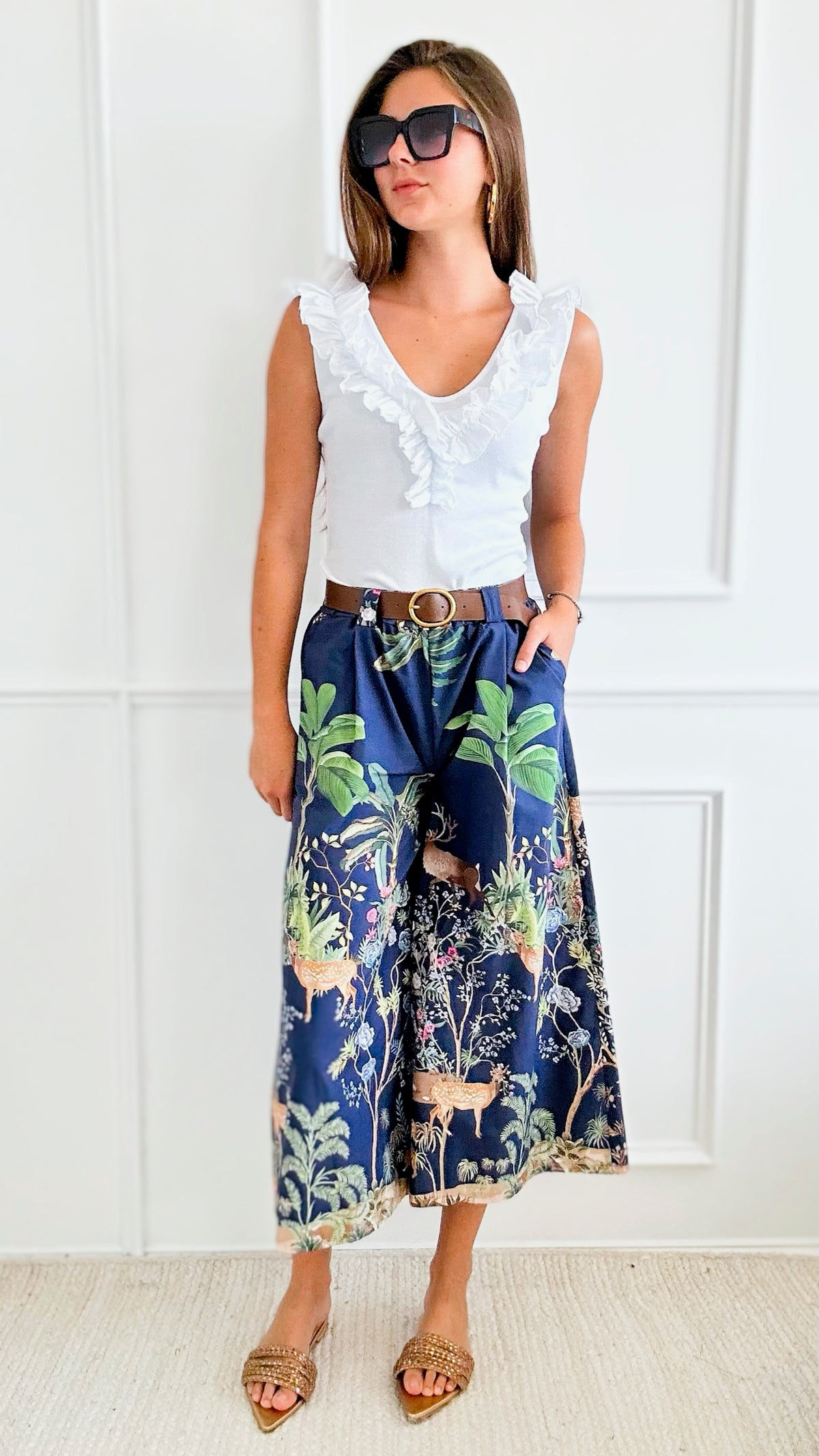 Magical Forest Italian Pants - Navy-pants-Italianissimo-Coastal Bloom Boutique, find the trendiest versions of the popular styles and looks Located in Indialantic, FL