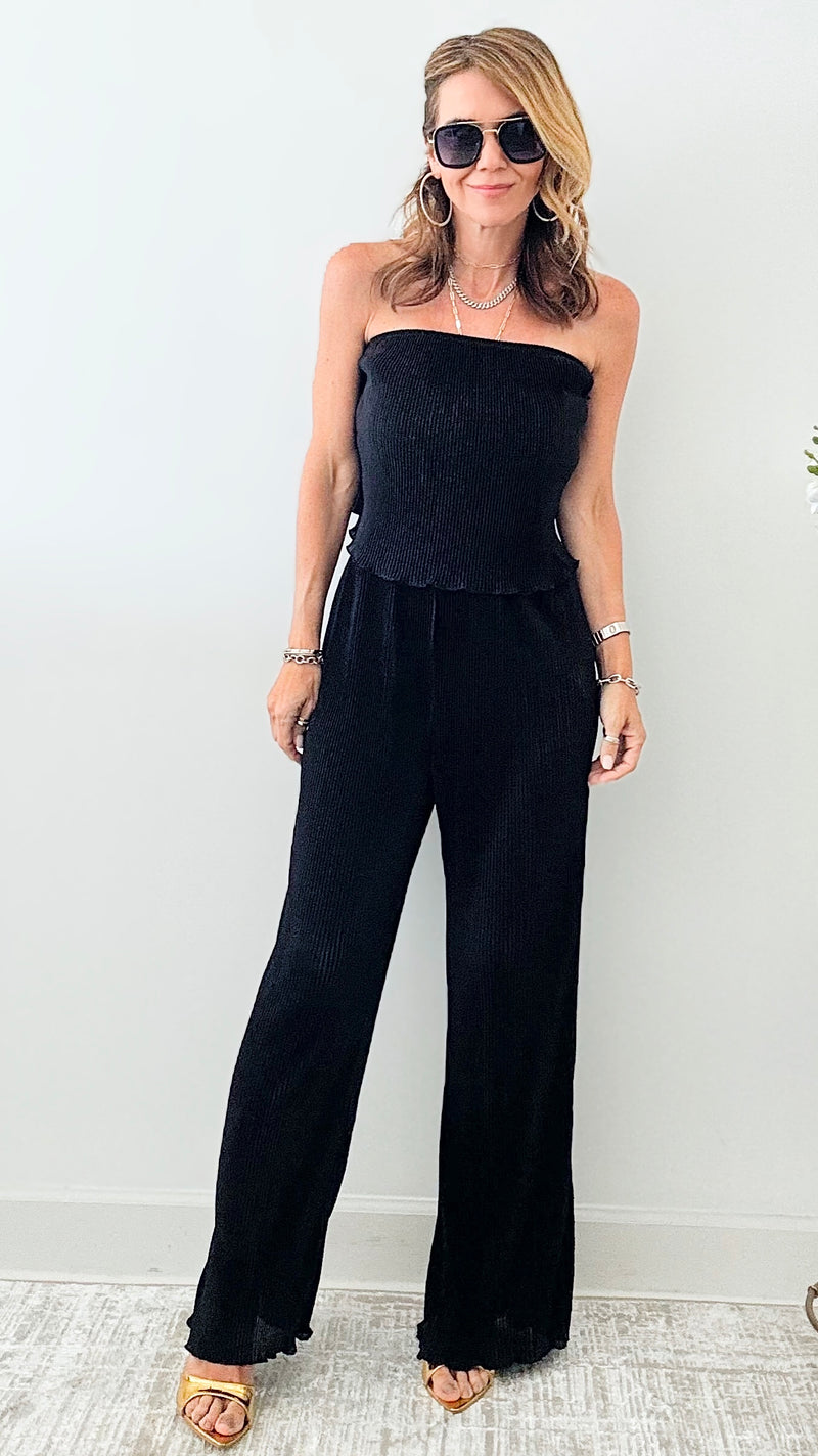 Pleated Tube Top & Pant Set-Black-210 Loungewear/sets-HYFVE-Coastal Bloom Boutique, find the trendiest versions of the popular styles and looks Located in Indialantic, FL