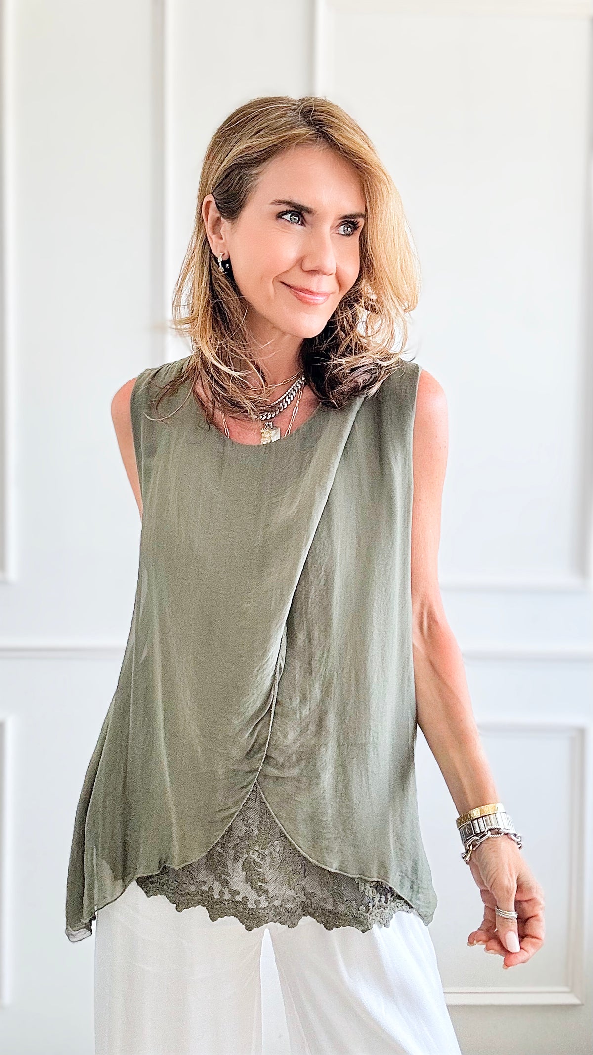 Sheer Sophistication Italian Top - Olive-110 Short Sleeve Tops-Germany-Coastal Bloom Boutique, find the trendiest versions of the popular styles and looks Located in Indialantic, FL