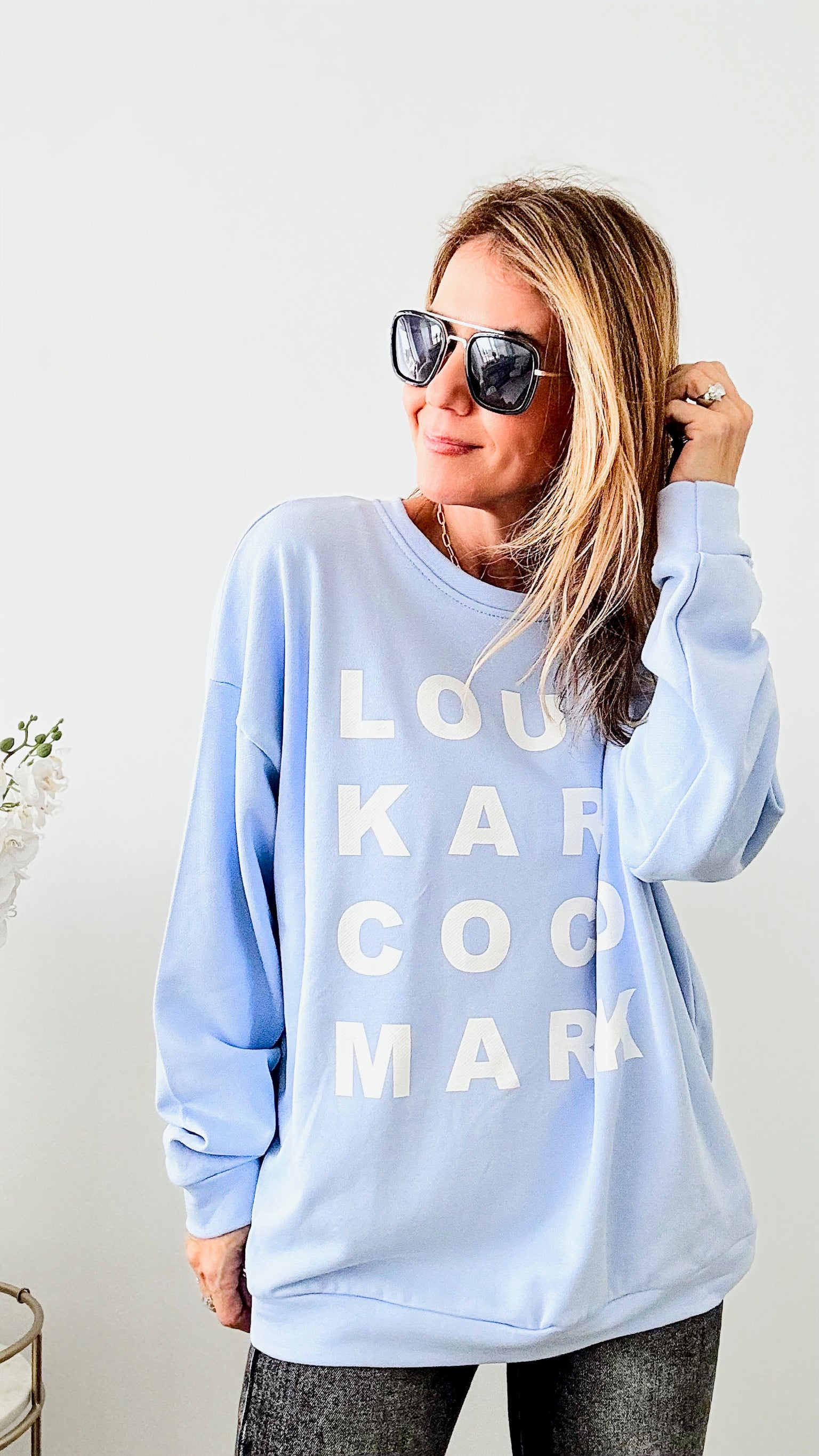 LKCM Italian Sweatshirt - Sky Blue-140 Sweaters-Germany-Coastal Bloom Boutique, find the trendiest versions of the popular styles and looks Located in Indialantic, FL