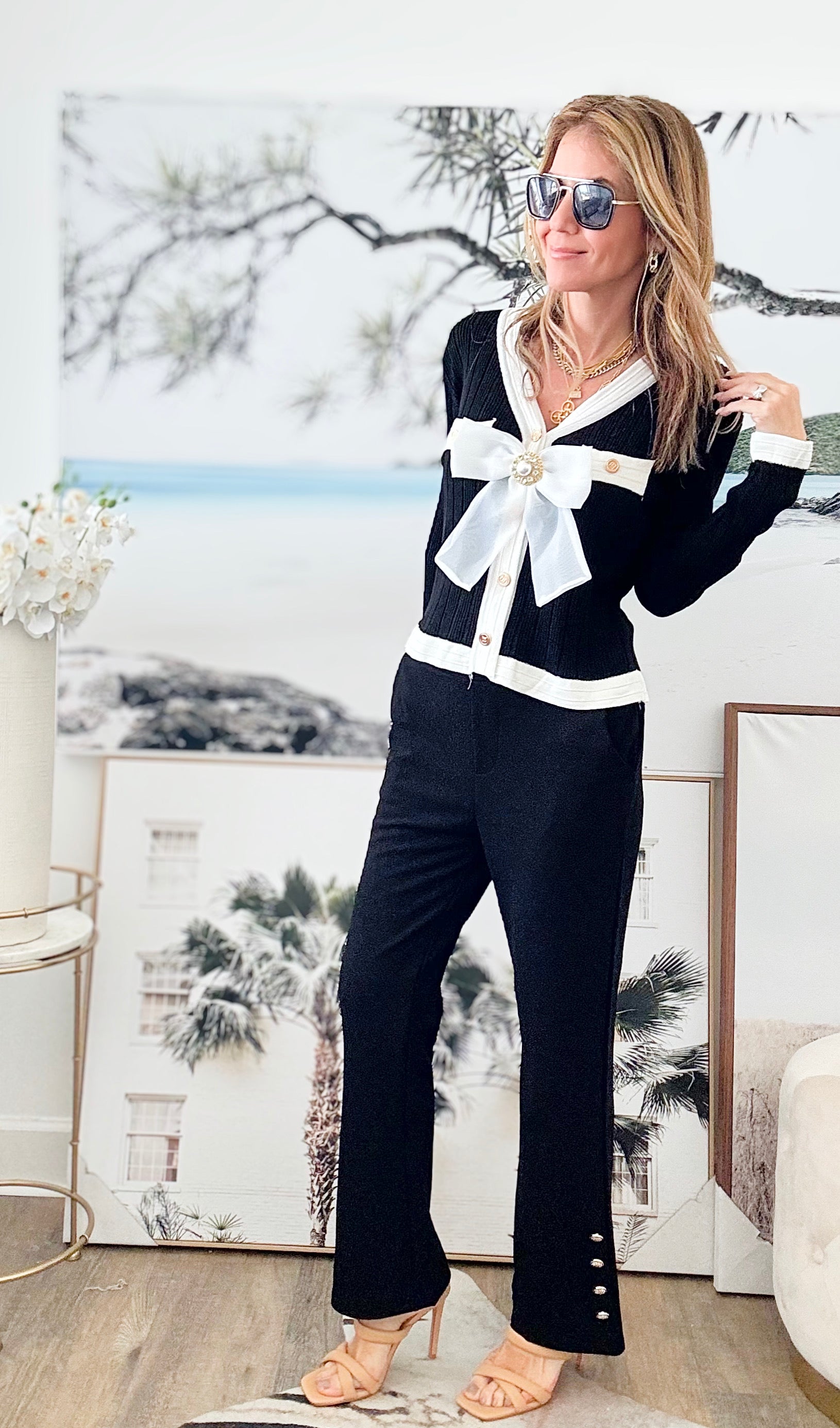 Detailed Wide Leg Pants-210 Loungewear/Sets-Chasing Bandits-Coastal Bloom Boutique, find the trendiest versions of the popular styles and looks Located in Indialantic, FL