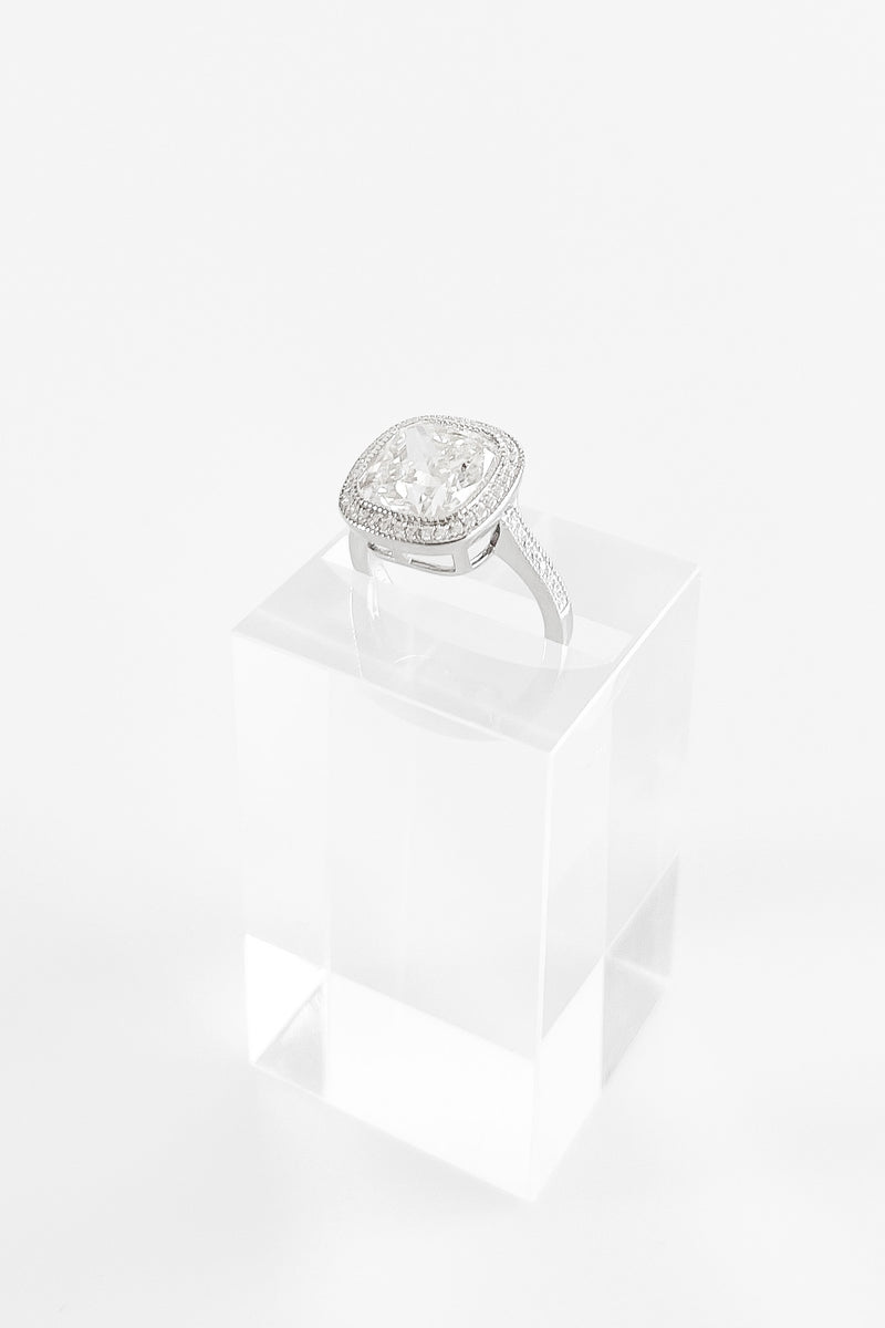 Sterling Silver Cushion CZ Micropave Halo Ring-230 Jewelry-NYC-Coastal Bloom Boutique, find the trendiest versions of the popular styles and looks Located in Indialantic, FL