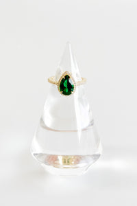 Sterling Silver Pear Halo Ring - Emerald-230 Jewelry-NYC-Coastal Bloom Boutique, find the trendiest versions of the popular styles and looks Located in Indialantic, FL