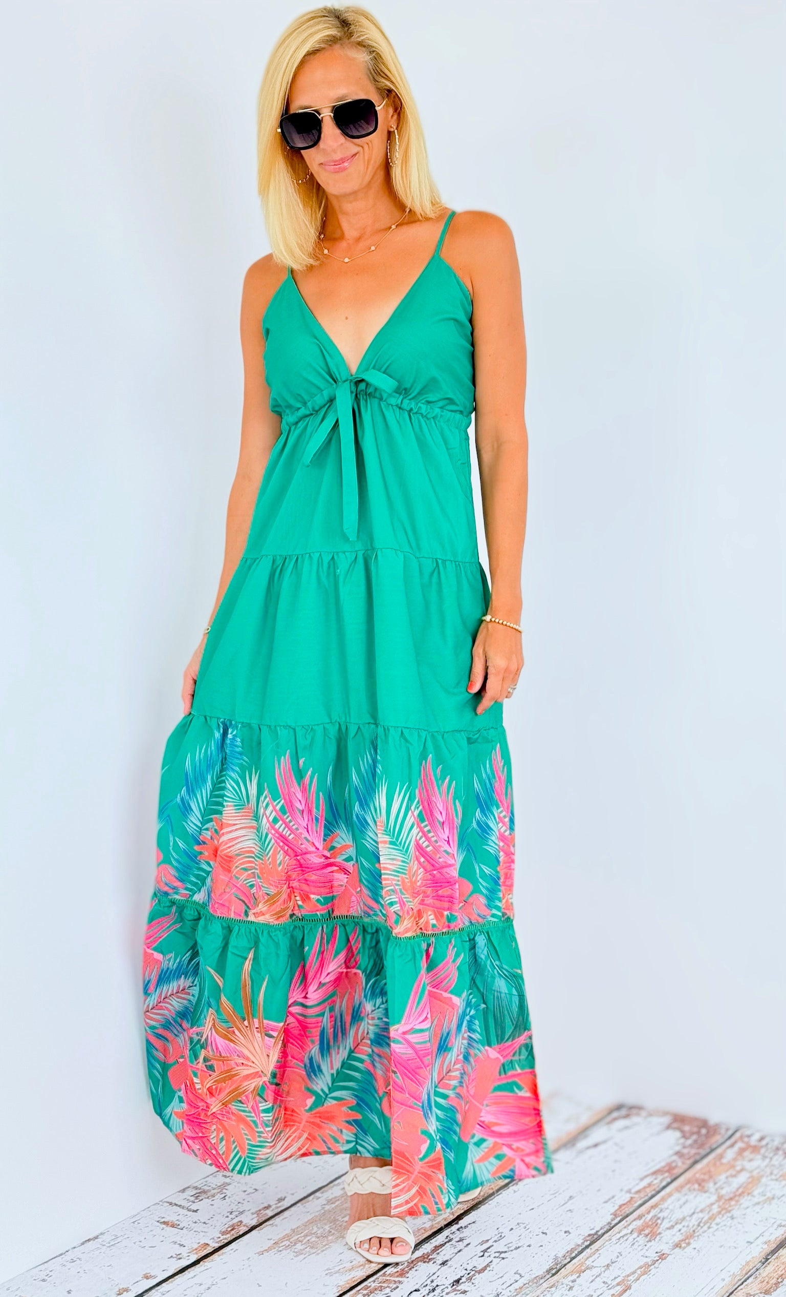 Palma Printed Maxi Dress-200 Dresses/Jumpsuits/Rompers-Rousseau-Coastal Bloom Boutique, find the trendiest versions of the popular styles and looks Located in Indialantic, FL