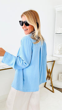 Lunch Break Open Blazer - Blue Bell-160 Jackets-CULTURE CODE-Coastal Bloom Boutique, find the trendiest versions of the popular styles and looks Located in Indialantic, FL