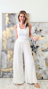 Born Free Linen Italian Palazzo - White-170 Bottoms-Italianissimo-Coastal Bloom Boutique, find the trendiest versions of the popular styles and looks Located in Indialantic, FL
