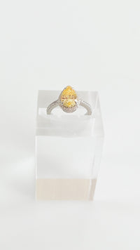Sterling Silver Canary Pear Halo Ring-230 Jewelry-NYC-Coastal Bloom Boutique, find the trendiest versions of the popular styles and looks Located in Indialantic, FL