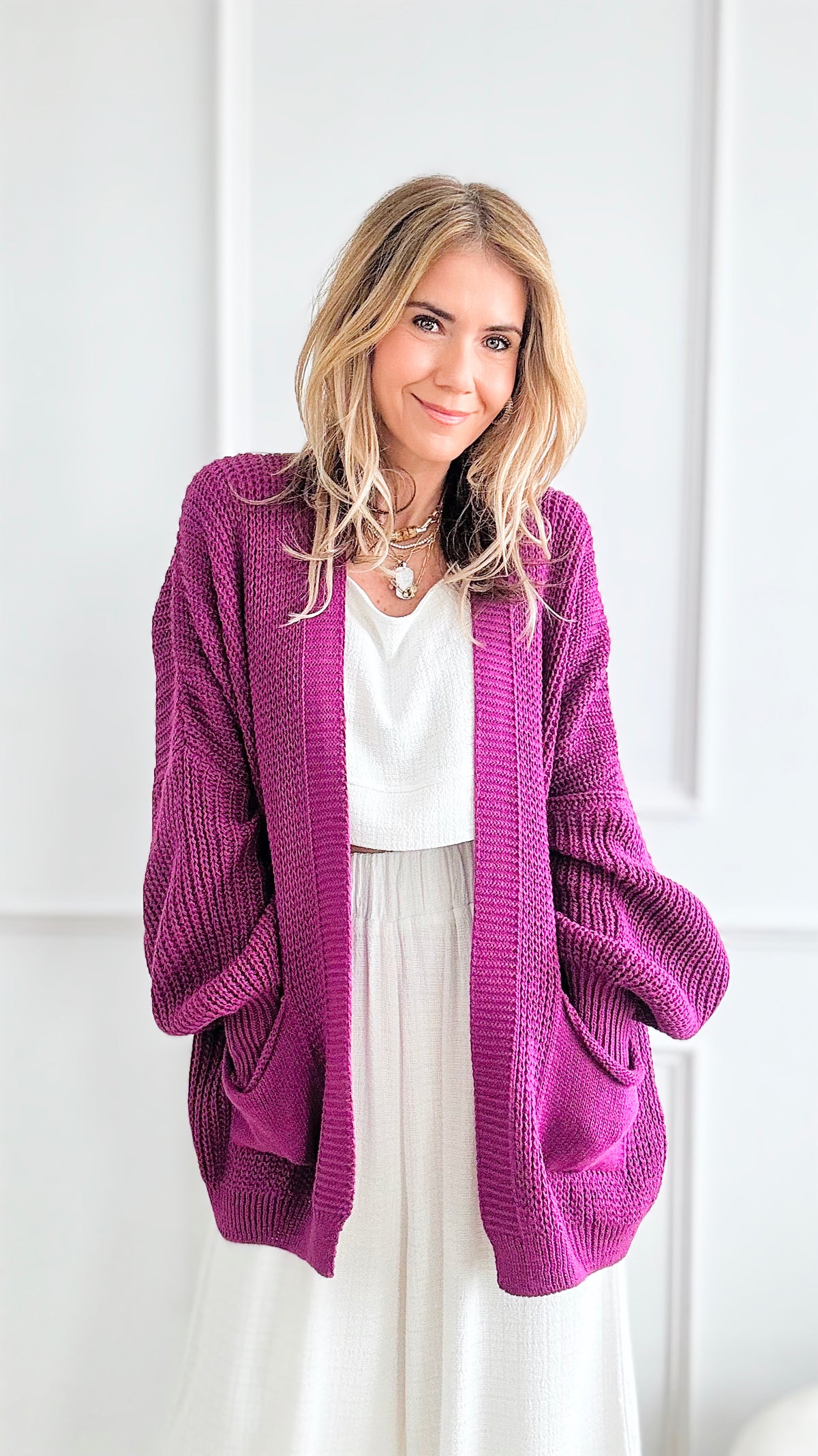 Sugar High Italian Cardigan - Plum-150 Cardigans/Layers-Germany-Coastal Bloom Boutique, find the trendiest versions of the popular styles and looks Located in Indialantic, FL