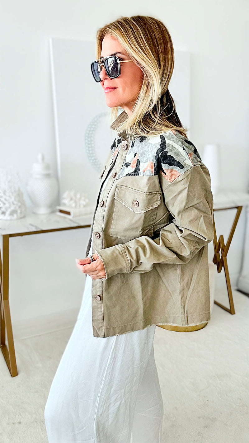 Camo Vintage Army Jacket-160 Jackets-MAZIK-Coastal Bloom Boutique, find the trendiest versions of the popular styles and looks Located in Indialantic, FL