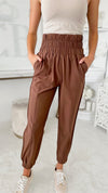 Paperbag Jogger Pants - Brown-170 Bottoms-HYFVE-Coastal Bloom Boutique, find the trendiest versions of the popular styles and looks Located in Indialantic, FL