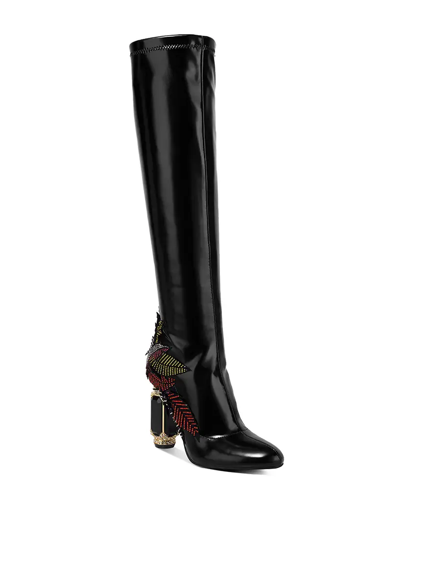 Diamante Reflections Knee High Boots-250 Shoes-RagCompany-Coastal Bloom Boutique, find the trendiest versions of the popular styles and looks Located in Indialantic, FL