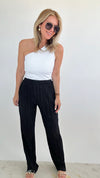 Accordion Pleated Pants - Black-170 Bottoms-Why Dress-Coastal Bloom Boutique, find the trendiest versions of the popular styles and looks Located in Indialantic, FL