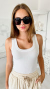 Elite Ribbed Scoop Neck Tank Top - White-100 Sleeveless Tops-Zenana-Coastal Bloom Boutique, find the trendiest versions of the popular styles and looks Located in Indialantic, FL