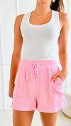 Stripe Print Shorts - Pink-170 Bottoms-BucketList-Coastal Bloom Boutique, find the trendiest versions of the popular styles and looks Located in Indialantic, FL