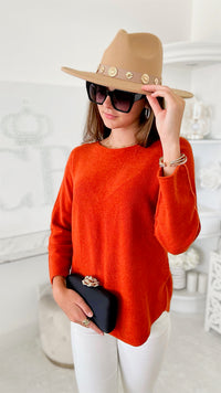 Soho Italian Boatneck Pullover - Orange-140 Sweaters-Yolly-Coastal Bloom Boutique, find the trendiest versions of the popular styles and looks Located in Indialantic, FL