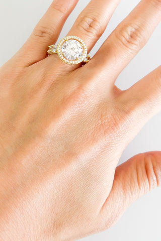 Sterling Silver Mega Stone CZ Halo Ring-230 Jewelry-Italian Ice/NYC-Coastal Bloom Boutique, find the trendiest versions of the popular styles and looks Located in Indialantic, FL
