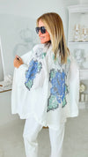 Roses are Blue Sequin Kimono-150 Cardigans/Layers-TOUCHE PRIVE-Coastal Bloom Boutique, find the trendiest versions of the popular styles and looks Located in Indialantic, FL