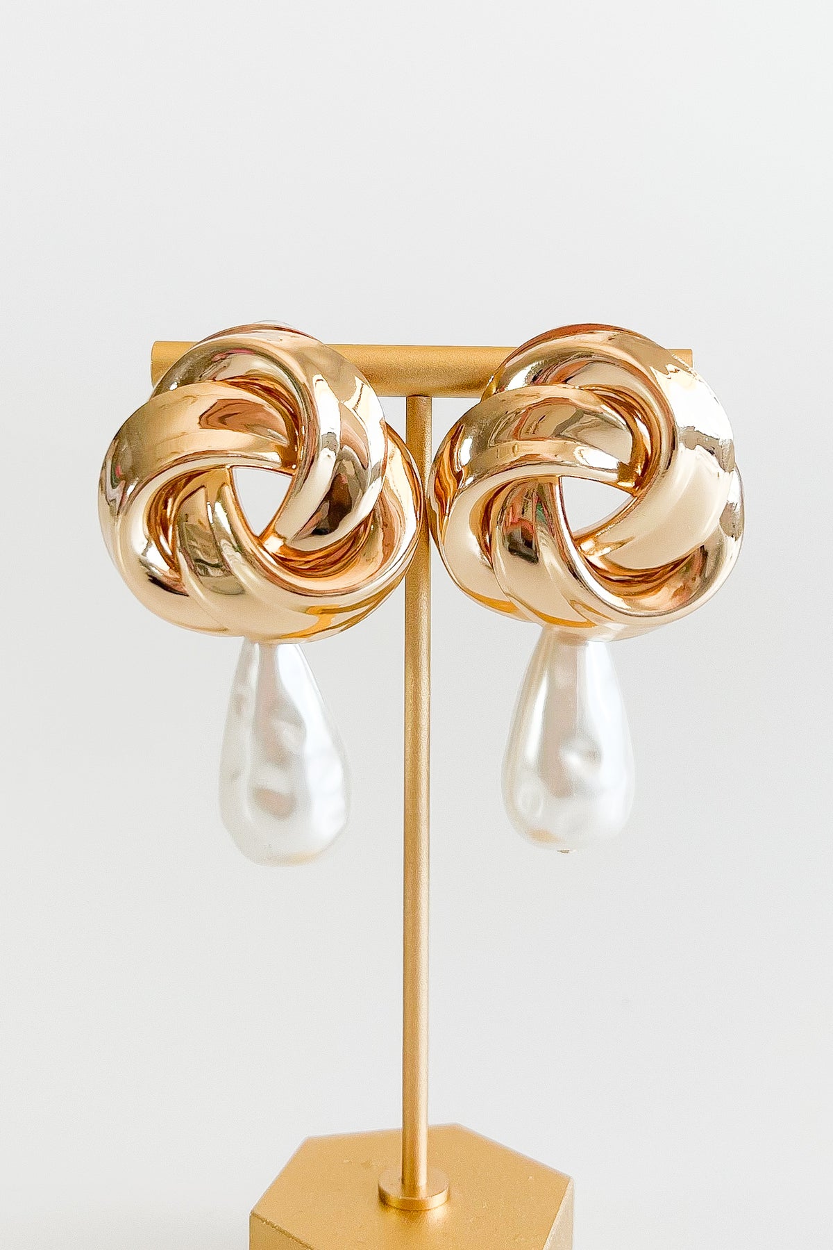 Love knot & Pearl Dangle Earrings-230 Jewelry-Golden Stella-Coastal Bloom Boutique, find the trendiest versions of the popular styles and looks Located in Indialantic, FL