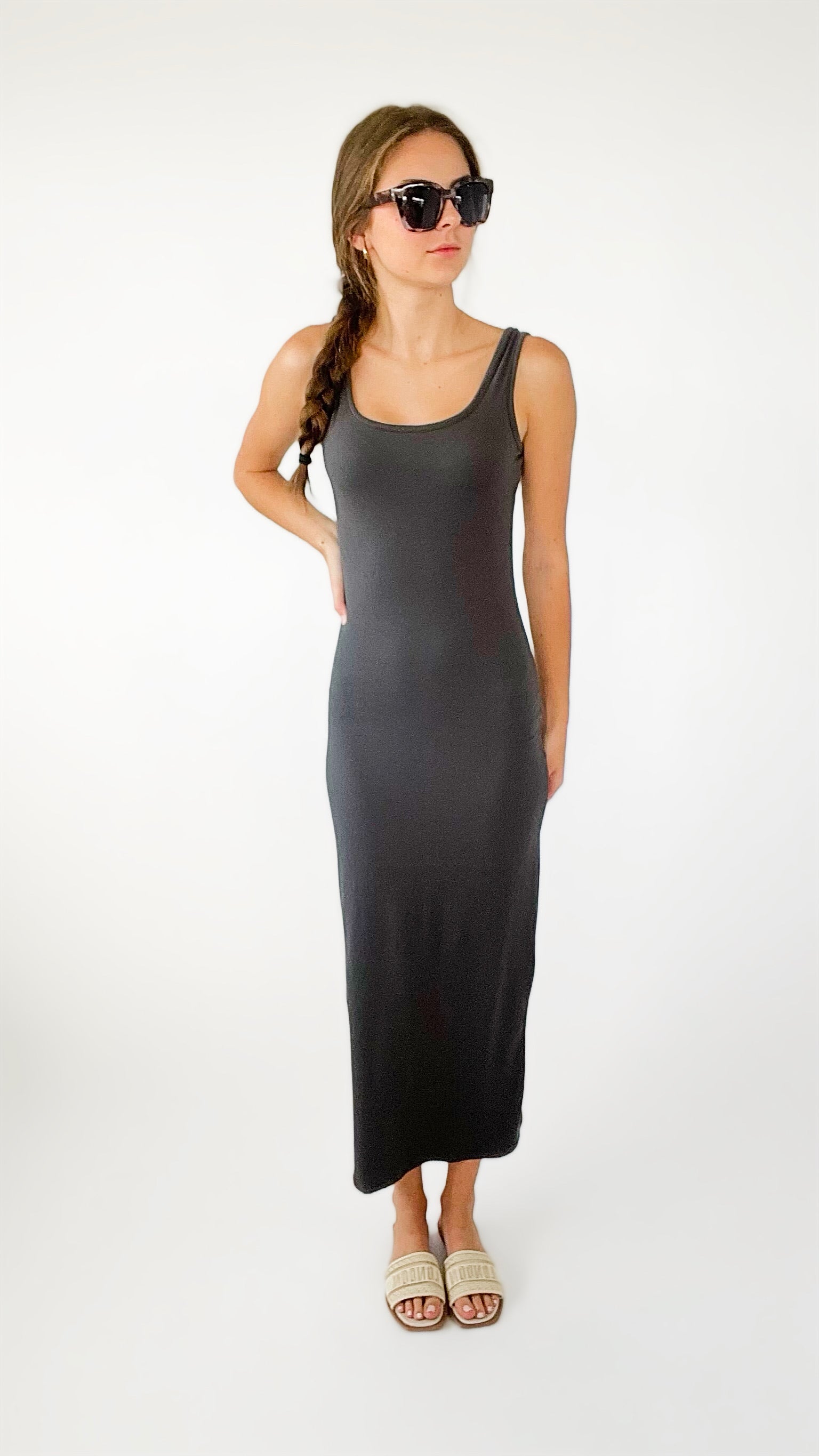 Seamless Brushed Scoop Neck Maxi Dress - Ash Grey-200 Dresses/Jumpsuits/Rompers-Zenana-Coastal Bloom Boutique, find the trendiest versions of the popular styles and looks Located in Indialantic, FL
