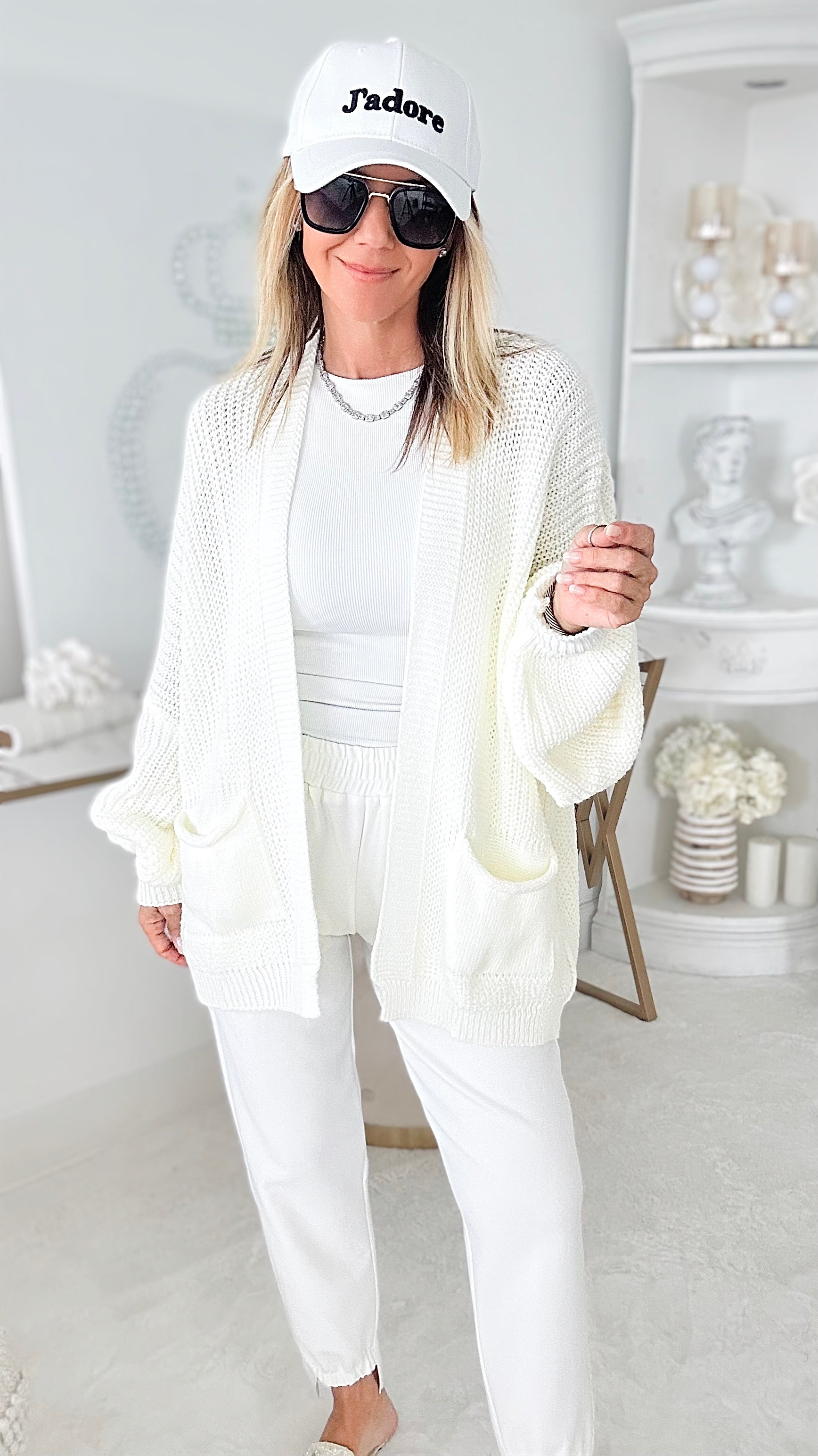 Sugar High Italian Cardigan- Off White-150 Cardigans/Layers-Italianissimo-Coastal Bloom Boutique, find the trendiest versions of the popular styles and looks Located in Indialantic, FL