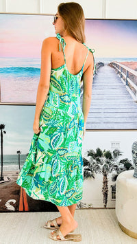 Tropical Printed Summer Midi Dress - Green-200 Dresses/Jumpsuits/Rompers-Very J-Coastal Bloom Boutique, find the trendiest versions of the popular styles and looks Located in Indialantic, FL