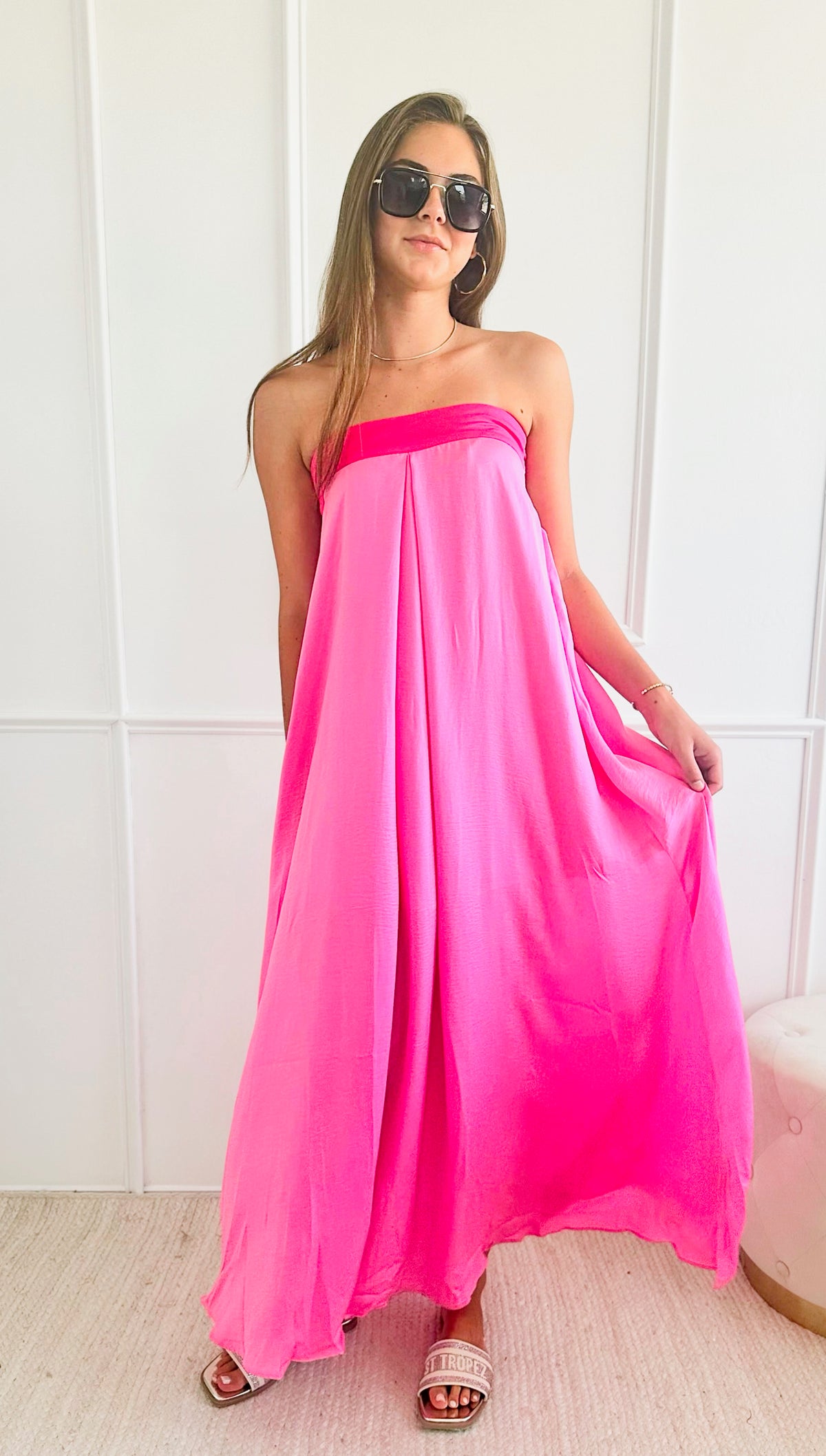 Color Block Tube Tie Back Chest Maxi Dress-200 Dresses/Jumpsuits/Rompers-Aakaa-Coastal Bloom Boutique, find the trendiest versions of the popular styles and looks Located in Indialantic, FL