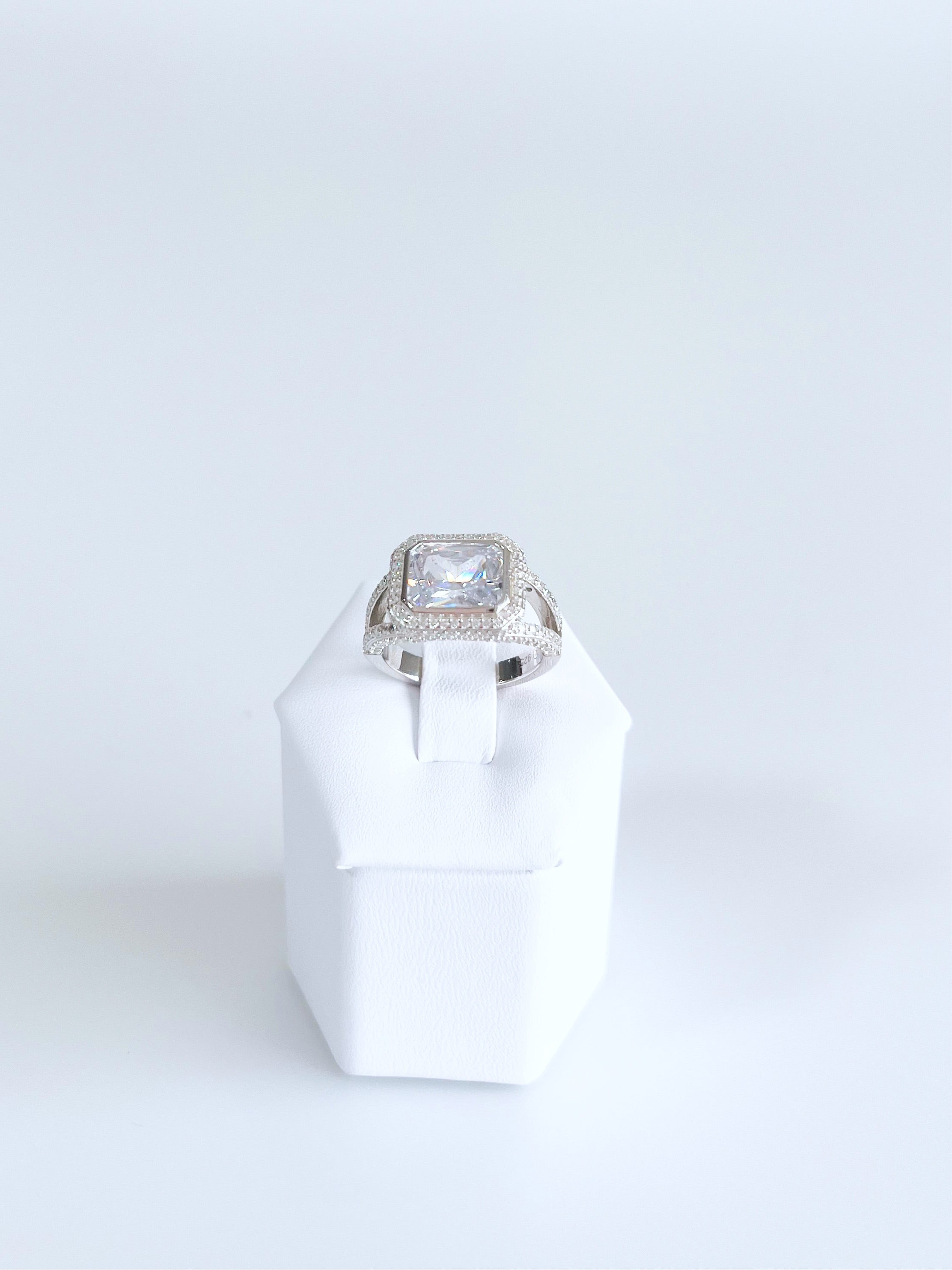 Sterling Micropave Halo Clear Emerald Ring - NYC-230 Jewelry-NYC-Coastal Bloom Boutique, find the trendiest versions of the popular styles and looks Located in Indialantic, FL